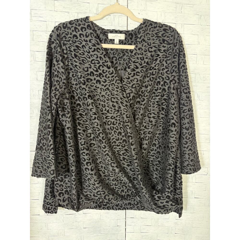 New direction women's blouse crisscross front‎ animal cheetah print plus size